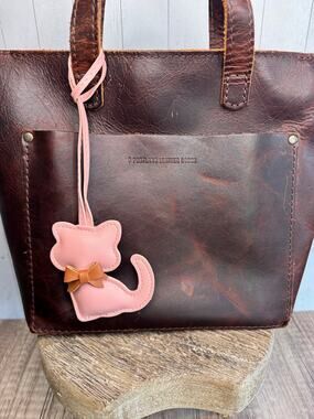 Pink Kitty Cat Keychain Purse Charm Boho Pink Keychain Kitten Bag Charm